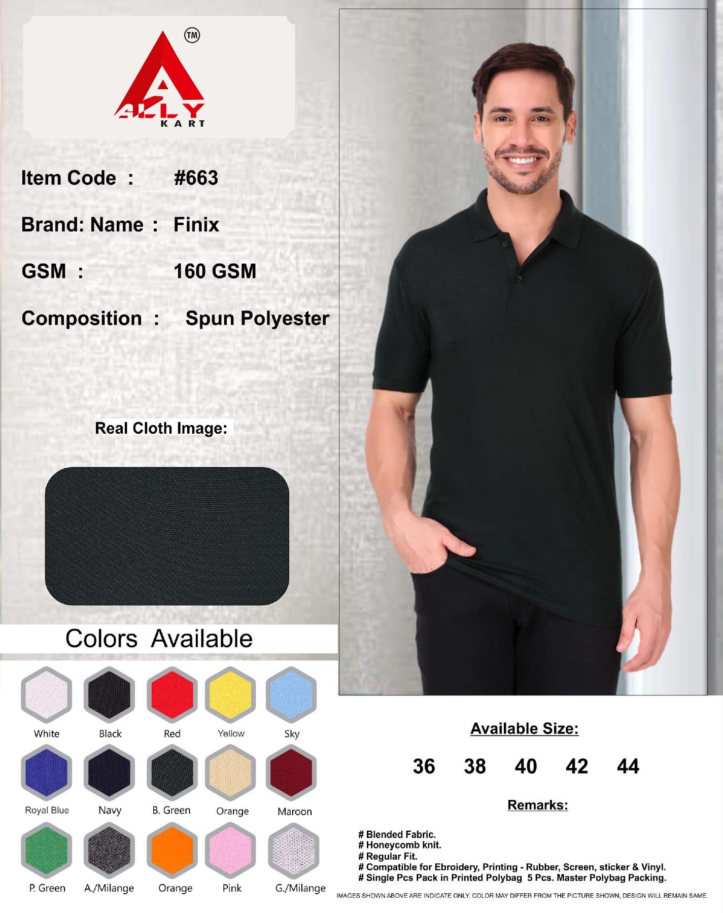 Ally  Men's Polyester Dry Fit Collar Polo T-shirts - Quick Drying & Breathable Gym Wear Tees | Slim Fit Half Sleeve Tshirts